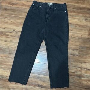 Madewell The Perfect Vintage Straight Jean Raw Hem Charcoal Wash Size 30